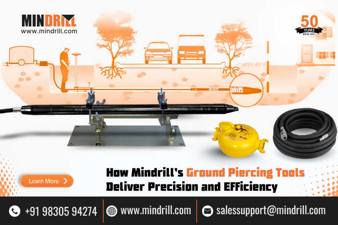 High-performance ground piercing tools by Mindrill delivering precision and efficiency in trenchless applications